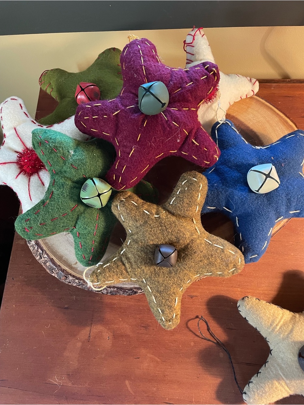 Handmade Felt Star Ornament with Jingle Bell - Assorted Colors